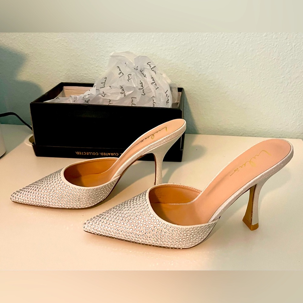 Lulus Silver Mules, Size 9